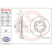 Brembo 2 x Internally Vented Front Brake Discs 09.A529.10