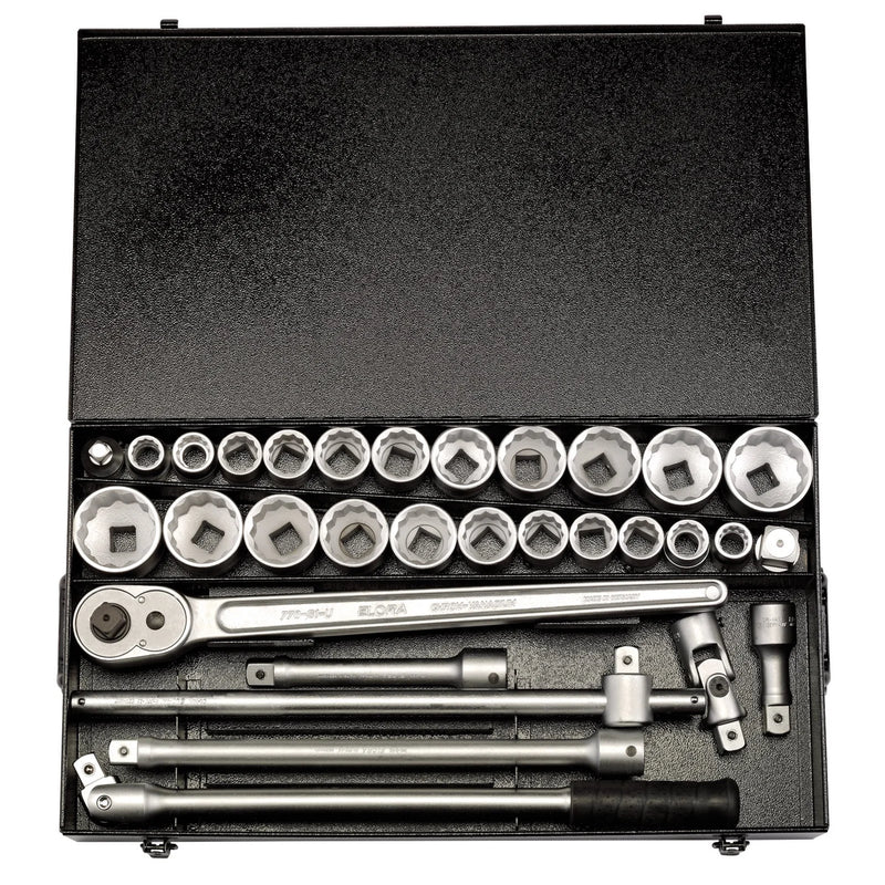 Elora Socket Set 31 Piece 3/4" Sq. Dr. Chrome Vanadium Steel