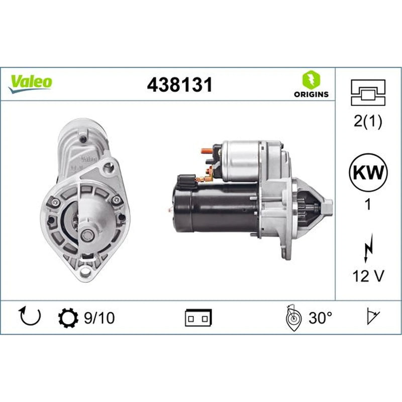 Valeo Starter Motor 12V 1kW Teeth 438131