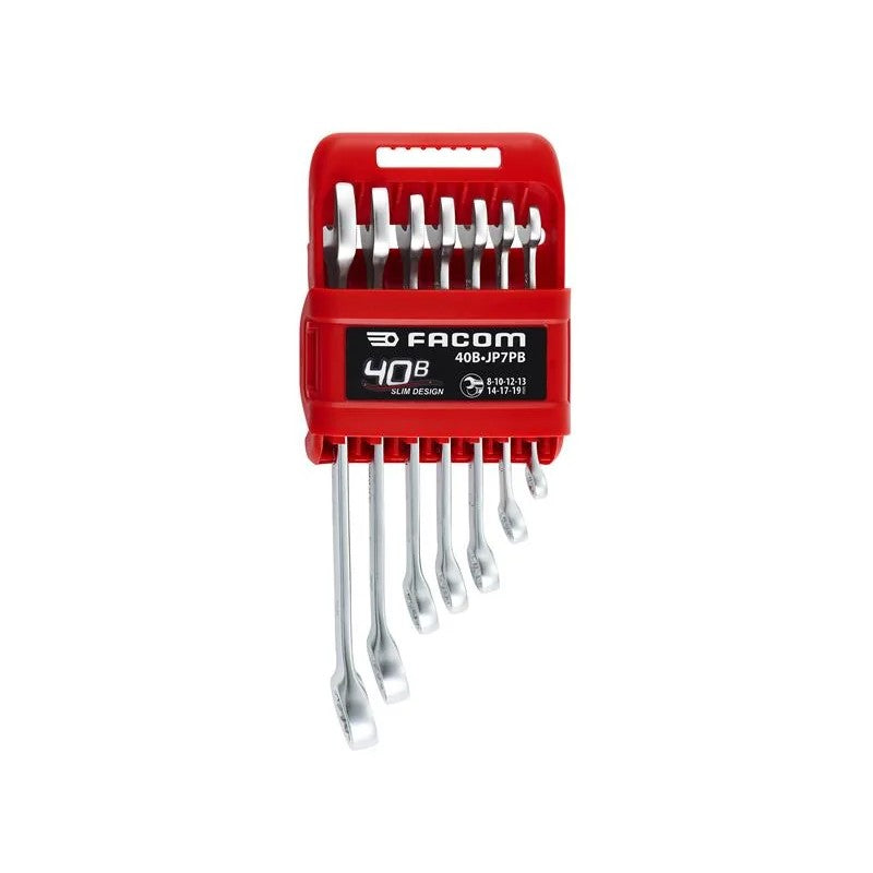 Facom 40B.JP7PB 40B Series Slim Metric Combination Spanner Set, 7 Piece