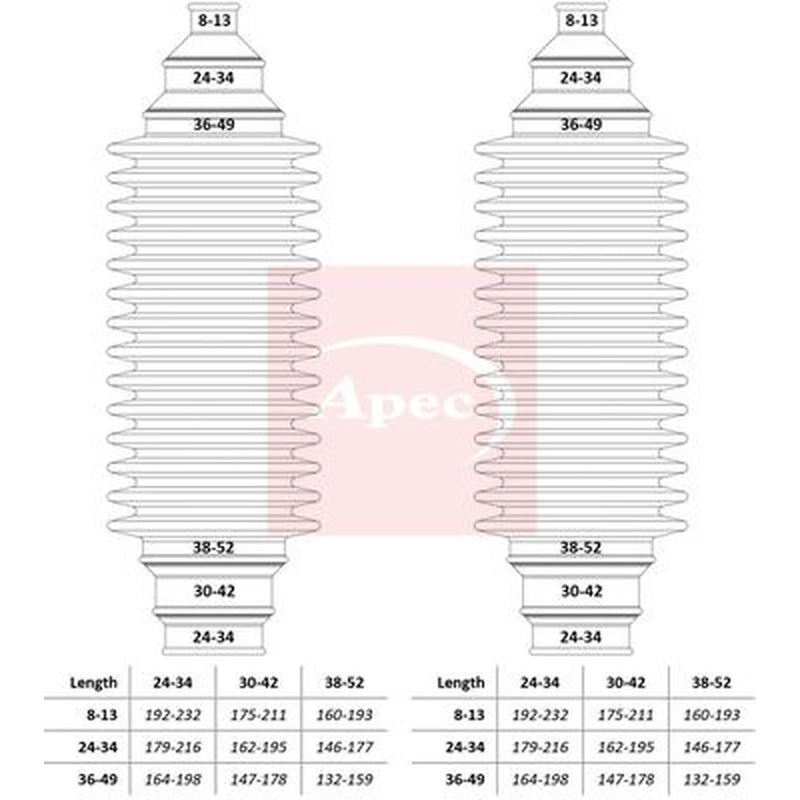 Apec Steering Bellow Kit Front ACB3002