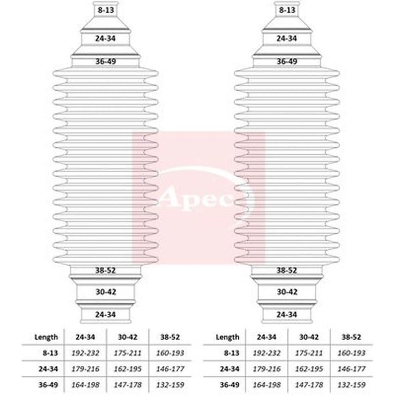 Apec Steering Bellow Kit Front ACB3002