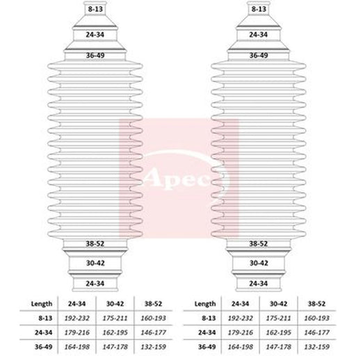 Apec Steering Bellow Kit Front ACB3002