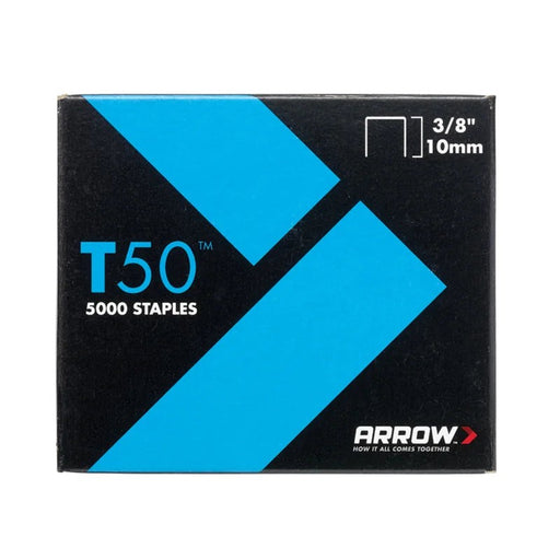 Arrow T50 Staples 10mm (3/8in) (Pack 5000, 4 x 1250) - A506