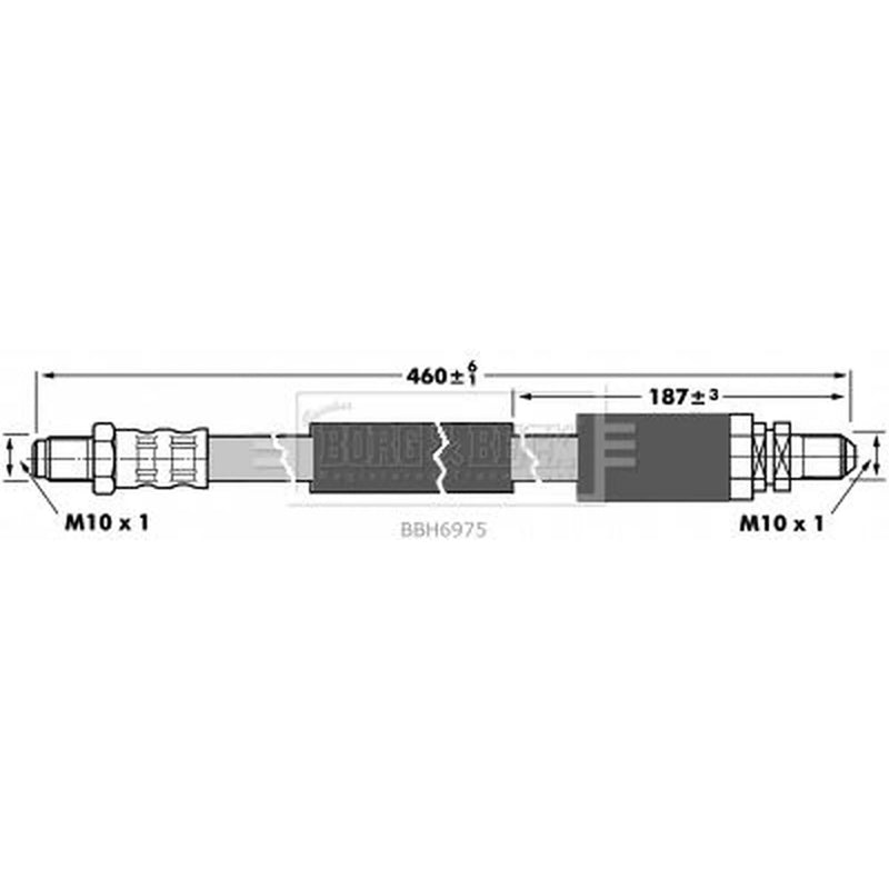 Borg & Beck Brake Hydraulic Hose Line Rear Left BBH6975