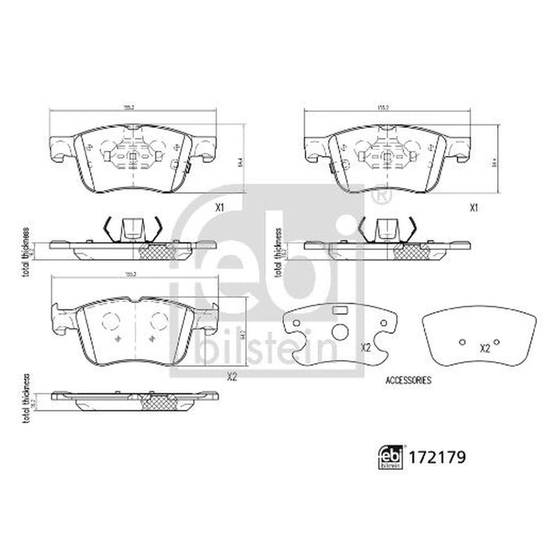 Febi Front Brake Pad Set 172179