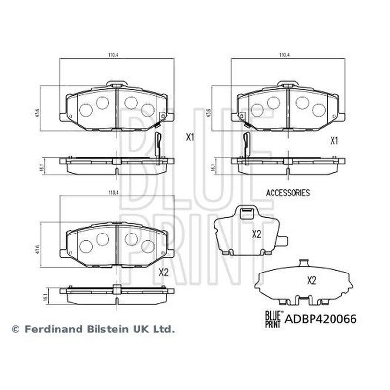 Blue Print Front Brake Pad Set ADBP420066