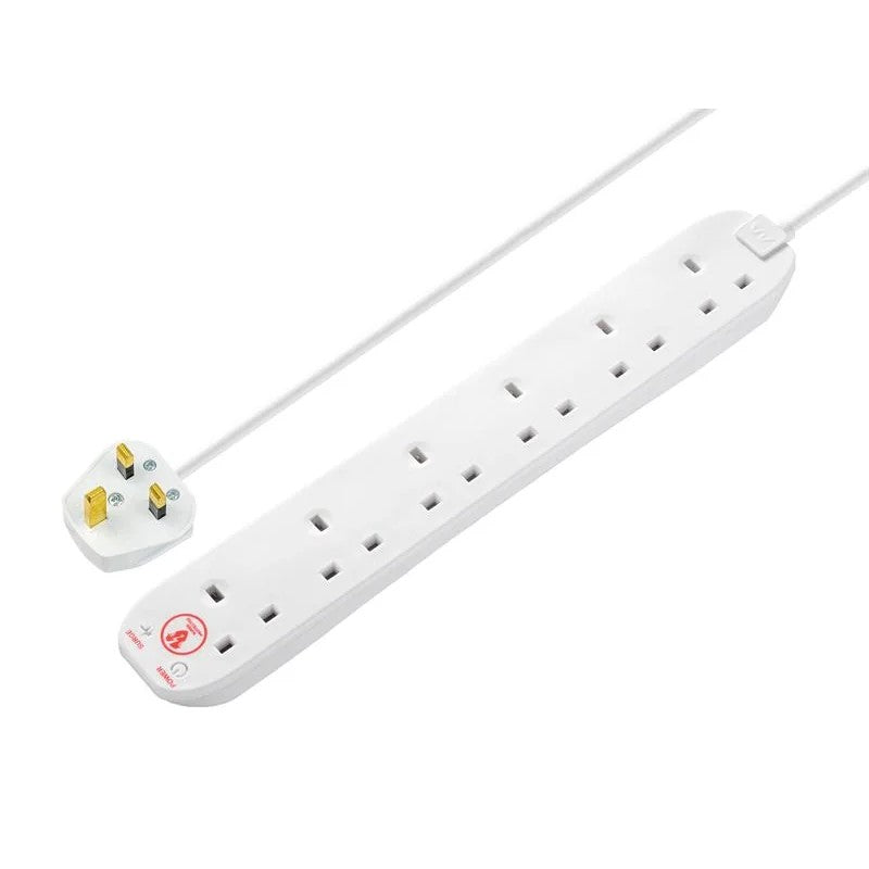 Masterplug Surge Extension Lead 6 Gang 13A 2m SRG62N-MP - SRG6210N-MP