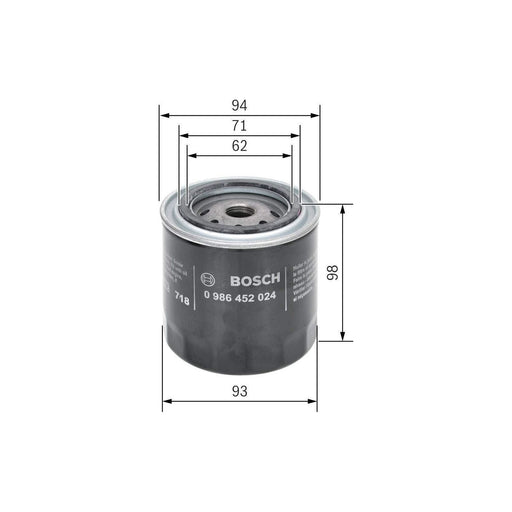 Genuine Bosch Car Oil Filter P2024 Fits Nissan Vanette Cargo - 2.3 - 94-02 09864 Bosch  - Town Parts