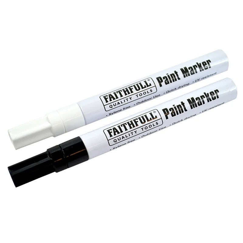 Faithfull Paint Marker Pen Black & White (Pack 2) - FAIPMBLKWHI