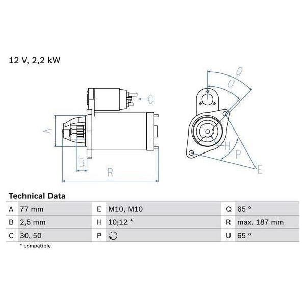 Bosch Reman Starter Motor 2272 0986022720 Bosch  - Town Parts