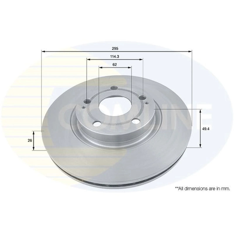 Comline 2 x Internally Vented Front Brake Discs ADC01134V
