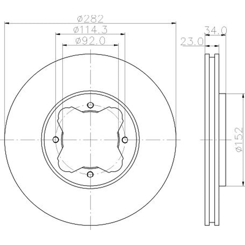 DON 2 x Internally Vented Front Brake Discs PCD16622