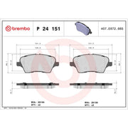 Brembo 4 x Front Brake Pad Set P24151