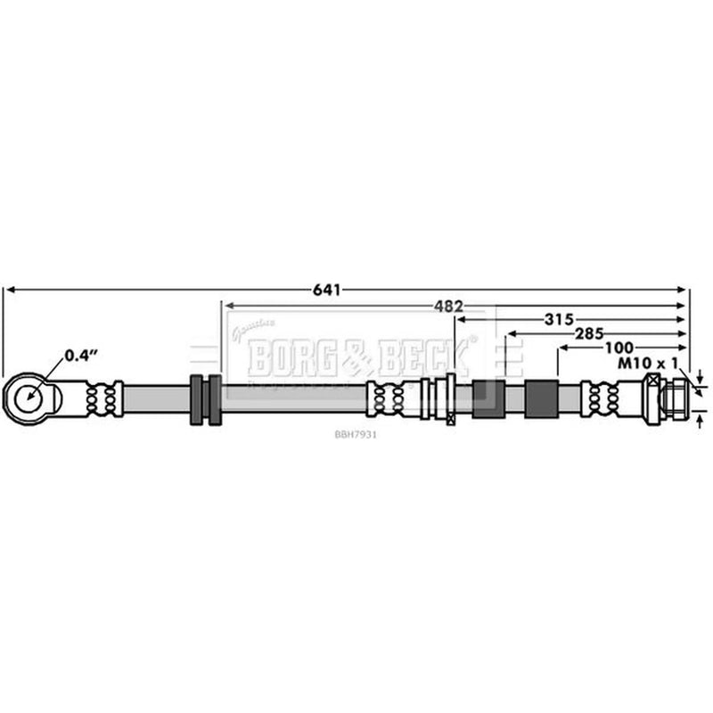 Borg & Beck Brake Hydraulic Hose Line Front Left BBH7931