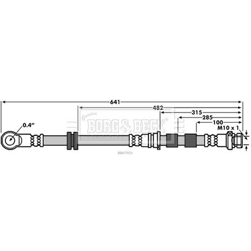 Borg & Beck Brake Hydraulic Hose Line Front Left BBH7931