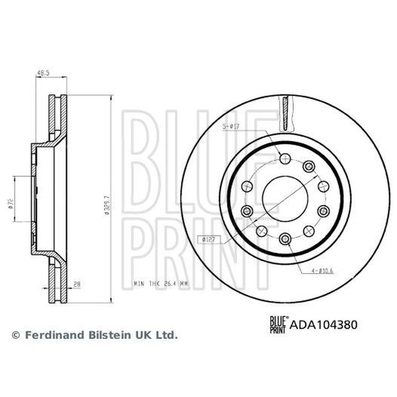 Blue Print 2 x Front Brake Discs ADA104380