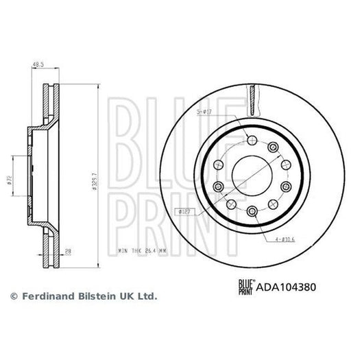 Blue Print 2 x Front Brake Discs ADA104380