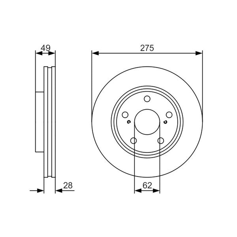 Bosch 2 x Vented Front Brake Discs 0 986 479 R58