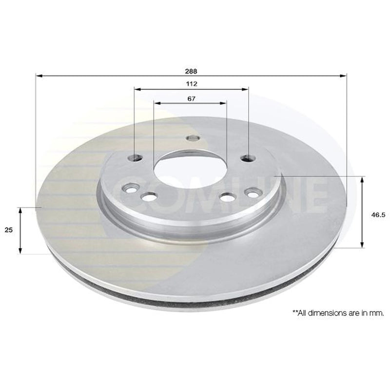 Comline 2 x Internally Vented Front Brake Discs ADC1603V