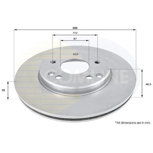 Comline 2 x Internally Vented Front Brake Discs ADC1603V