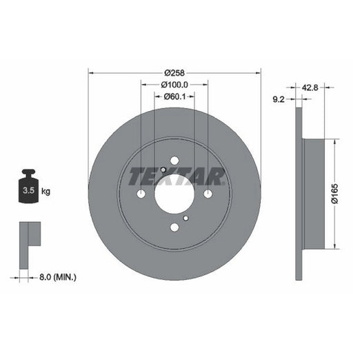 Textar 2 x Solid Rear Brake Discs 92227903