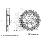 Blue Print 2 x Perforated/Vented Front Brake Discs ADBP430036