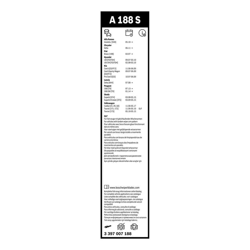 Bosch Aerotwin Wiper Blade Set 600mm + 450mm — A188S