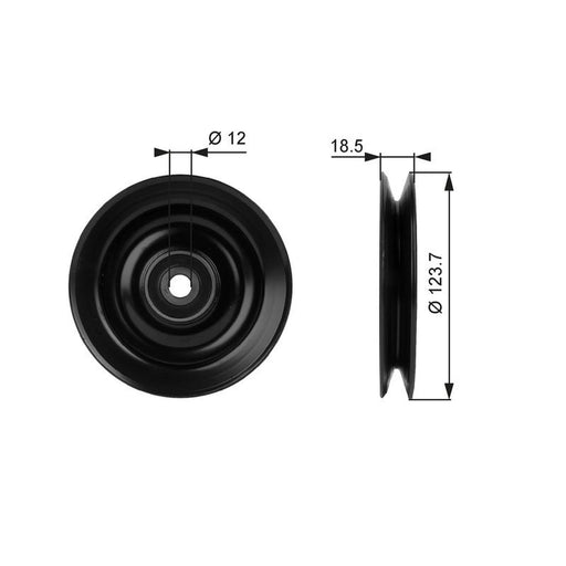 Gates V-Belt Deflection Pulley/Guide Pulley 124mm OD ID Thick T38040