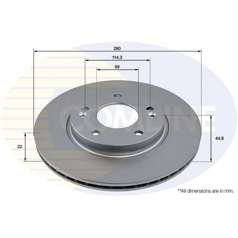 Comline 2 x Internally Vented Front Brake Discs ADC5012V