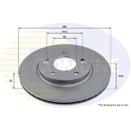 Comline 2 x Internally Vented Front Brake Discs ADC5012V