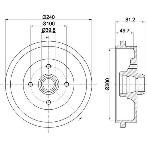 Mintex Brake Drum Assembly Rear MBD040