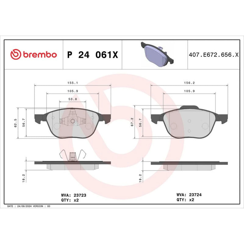 Brembo 4 x Front Brake Pad Set P24061X