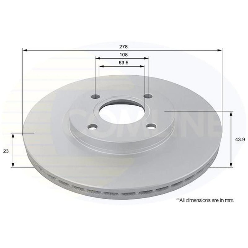 Comline 2 x Front Brake Discs ADC1260V