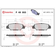 Brembo 4 x Rear Brake Pad Set P49053