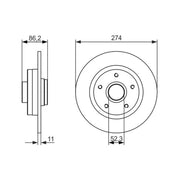 Bosch 2 x Solid Rear Brake Discs 0 986 479 682