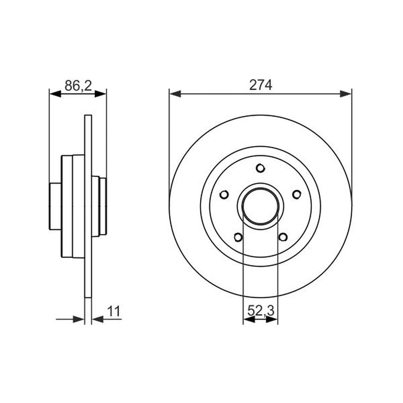 Bosch 2 x Solid Rear Brake Discs 0 986 479 682