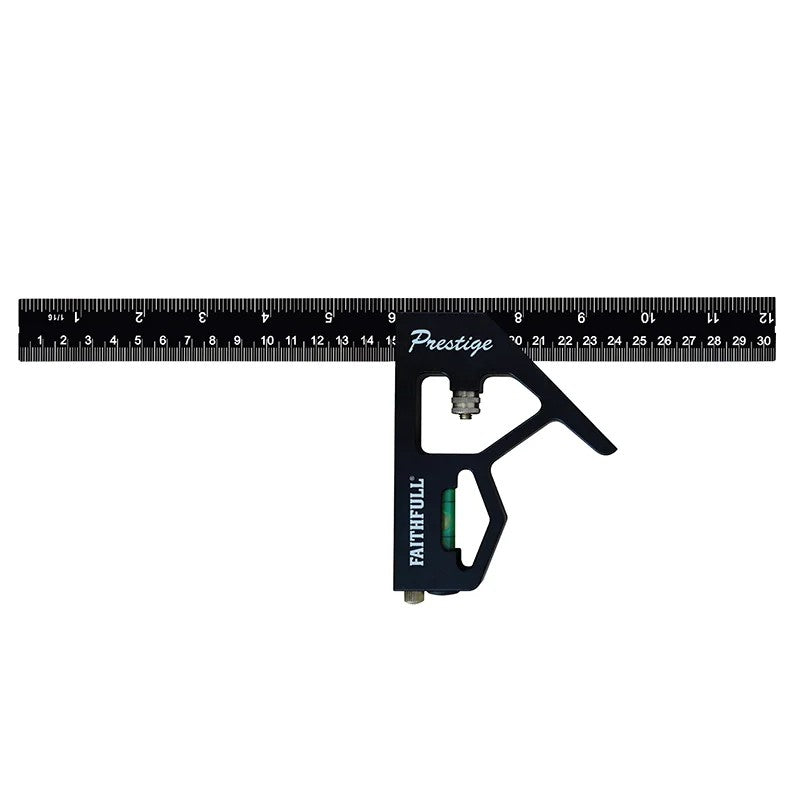 Faithfull Prestige Combination Square Black Aluminium 300mm (12in) - FAICS300CNC