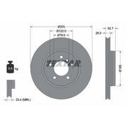Textar 2 x Vented Front Brake Discs 92106905