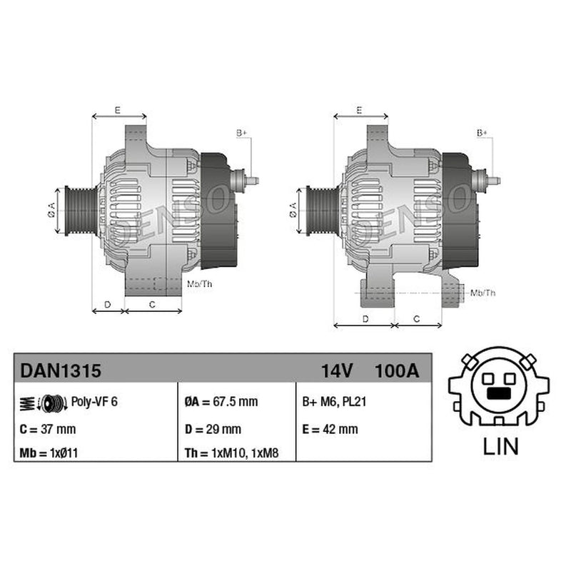 Denso Car Alternator 12V DAN1315
