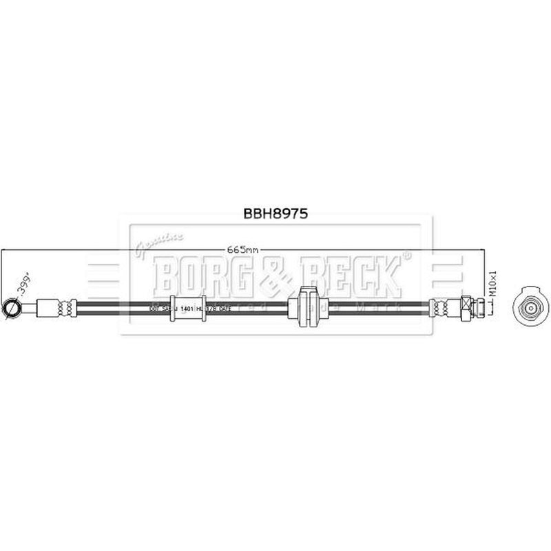 Borg & Beck Brake Hydraulic Hose Line Front Right BBH8975