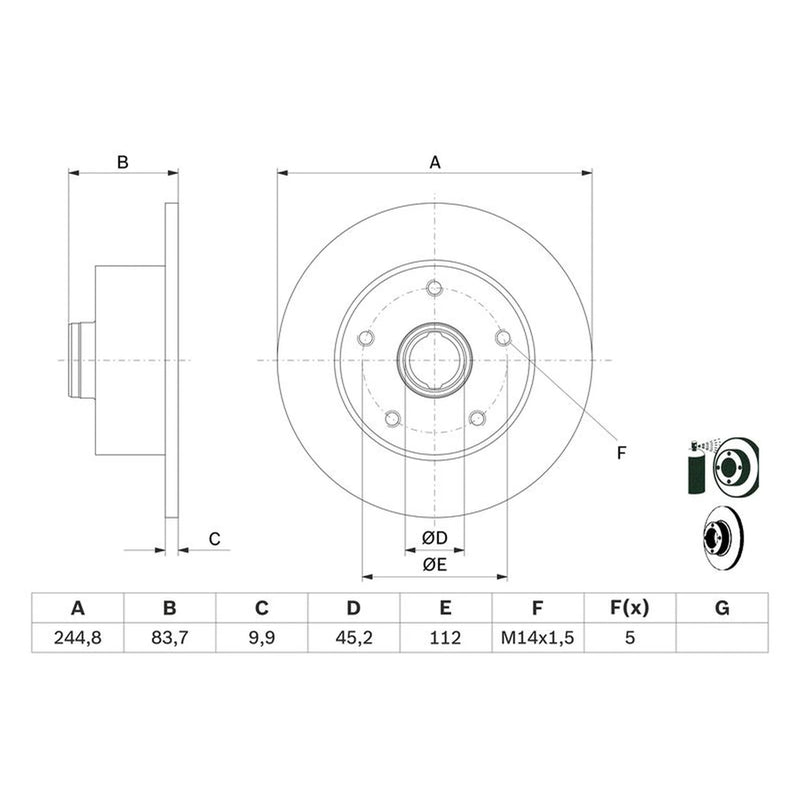 Bosch 2 x Solid Rear Brake Discs 0 986 478 759