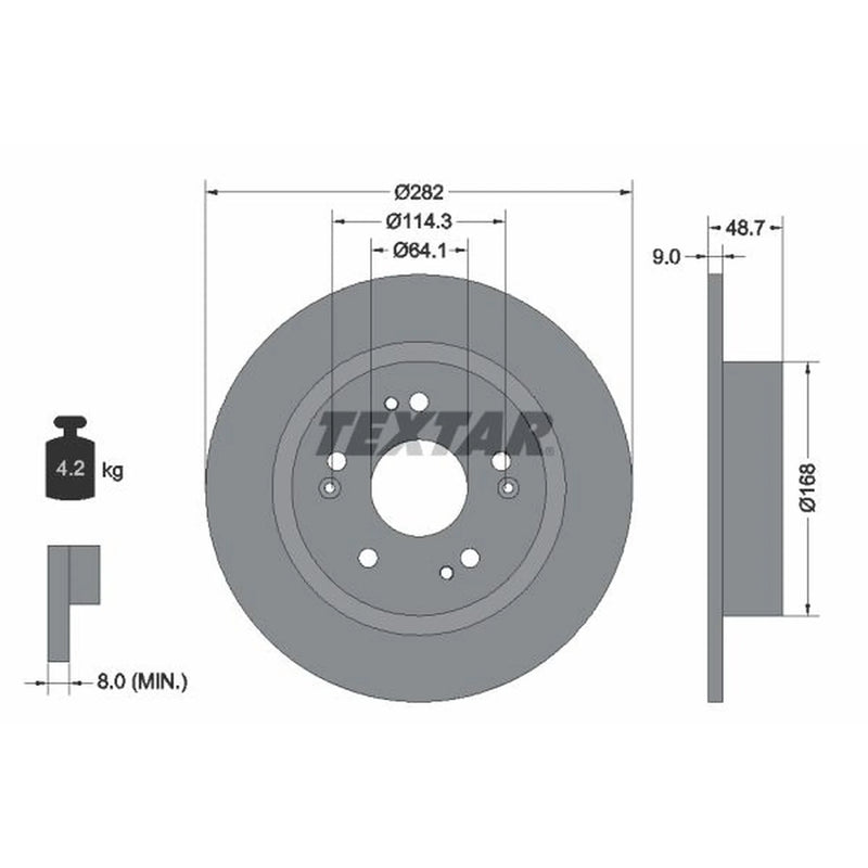 Textar 2 x Solid Rear Brake Discs 92301603