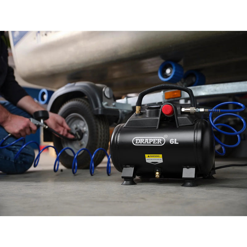 Draper 6L Oil-Free Air Compressor 230V 1.2kW/1.5hp