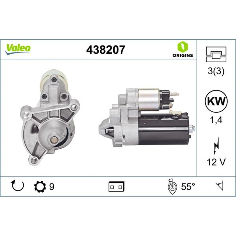 Valeo Starter Motor 12V 1.4kW 9 Teeth 438207