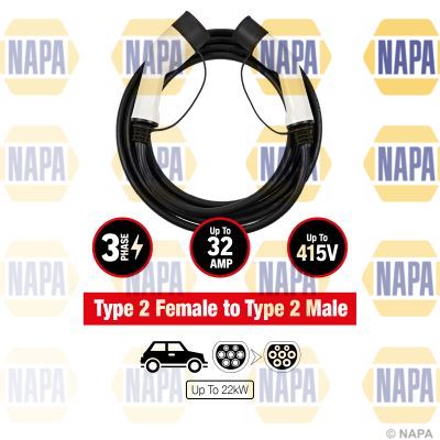 NAPA NEC101 Electric Vehicle Charging Cable Fits Aixam Audi Bentley BMW Citroen NAPA - Town Parts