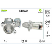 Valeo Starter Motor 12V 1.4kW 12 Teeth 438622