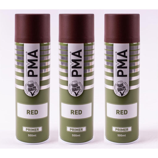 3 x PMA Tough Durable Primer Spray Paint - Red - 500ml PCPA1021 PMA  - Town Parts