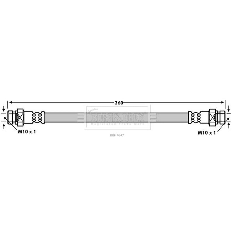 Borg & Beck Brake Hydraulic Hose Line Rear Left BBH7647