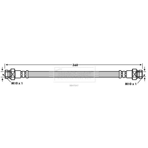 Borg & Beck Brake Hydraulic Hose Line Rear Left BBH7647